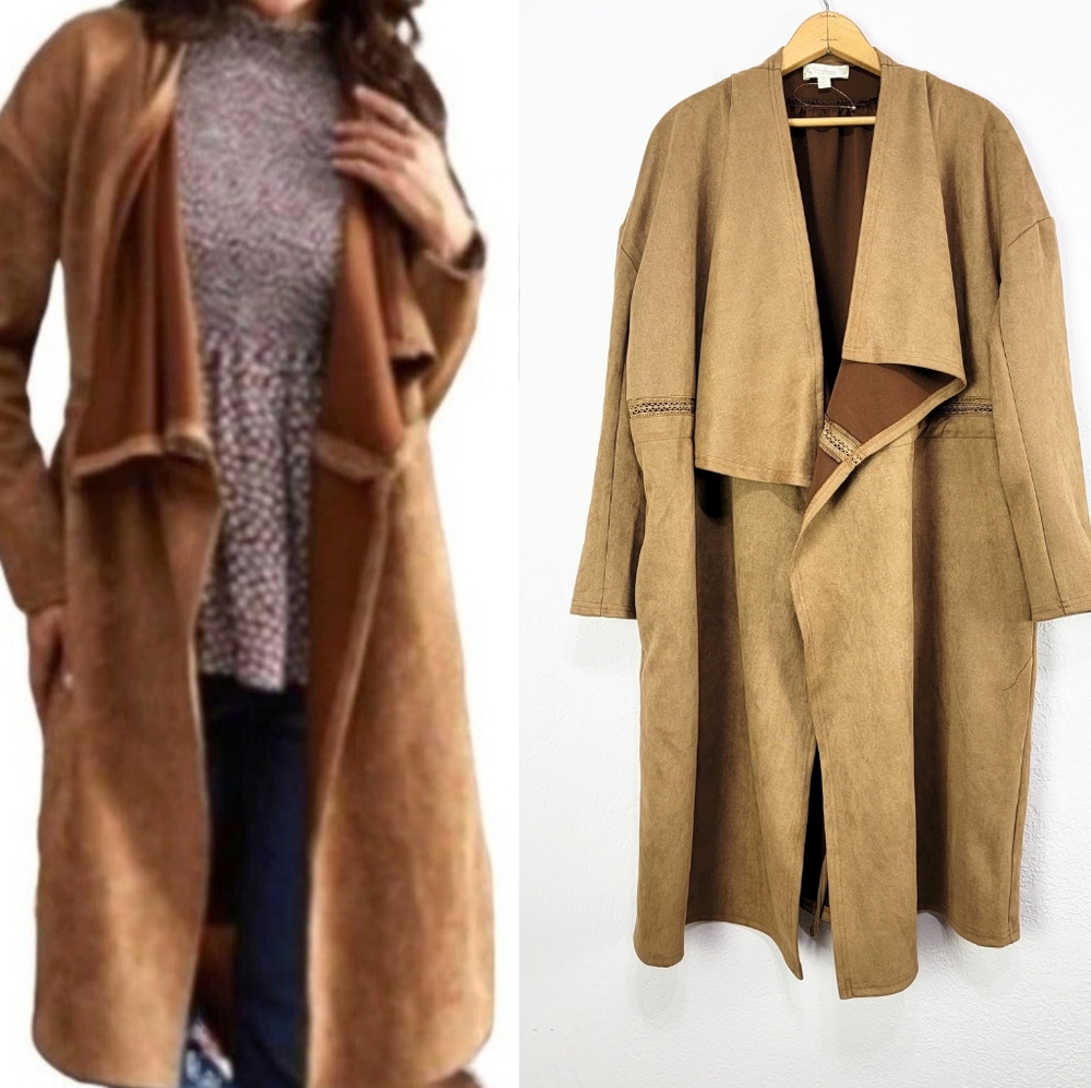 Suzanne Betro Tan Open Front Cape